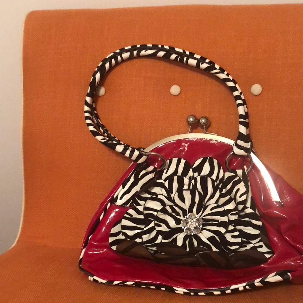 Hananel red and zebra bag